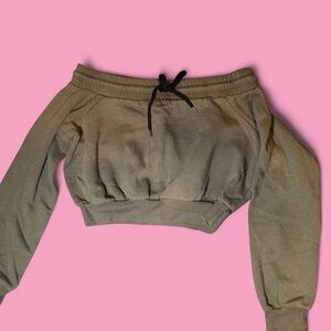 Forever 21 Khaki Long Sleeve Crop Top